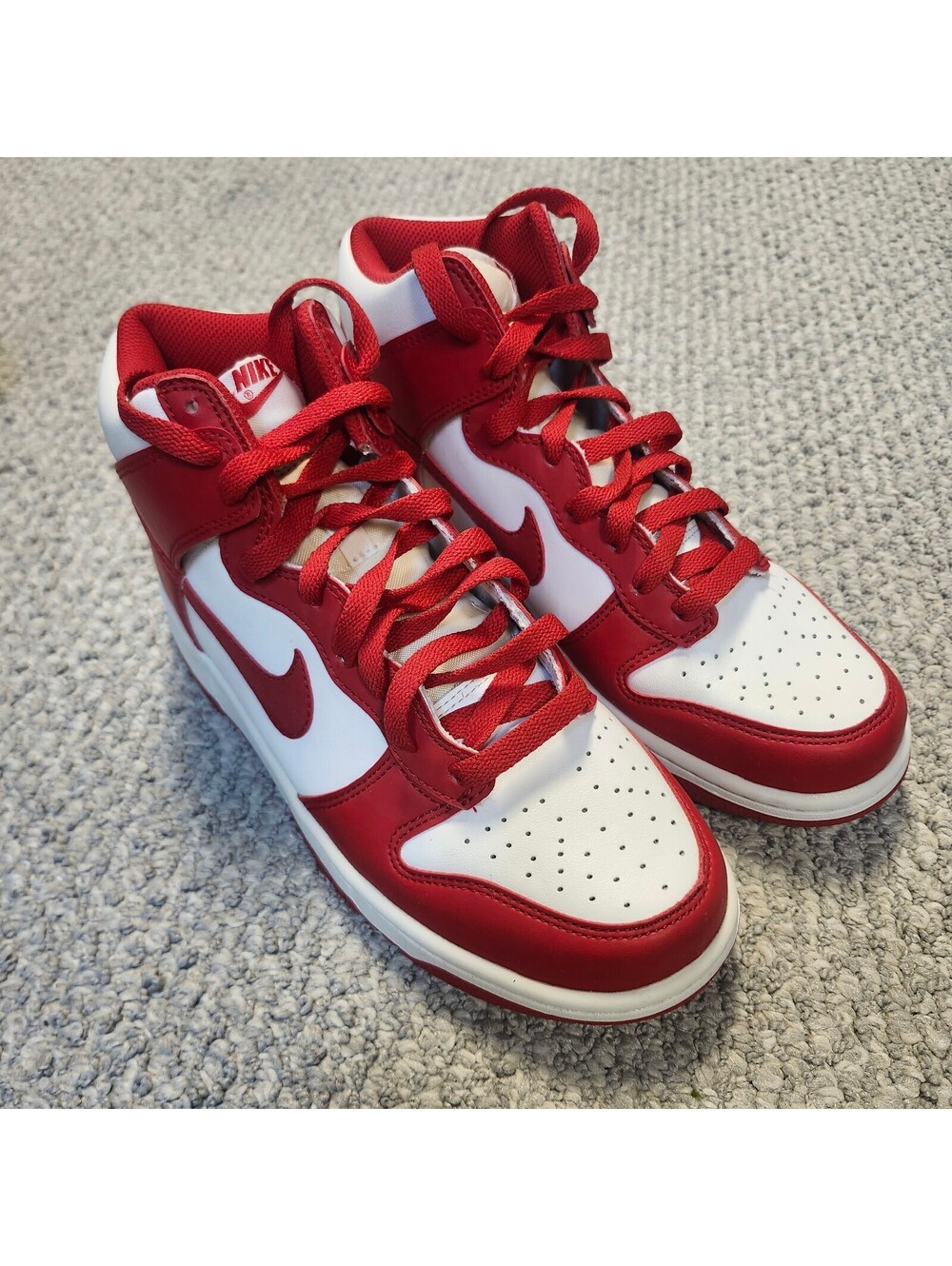 Nike Dunk High Boys Size 6.5Y Red and White Sneakers